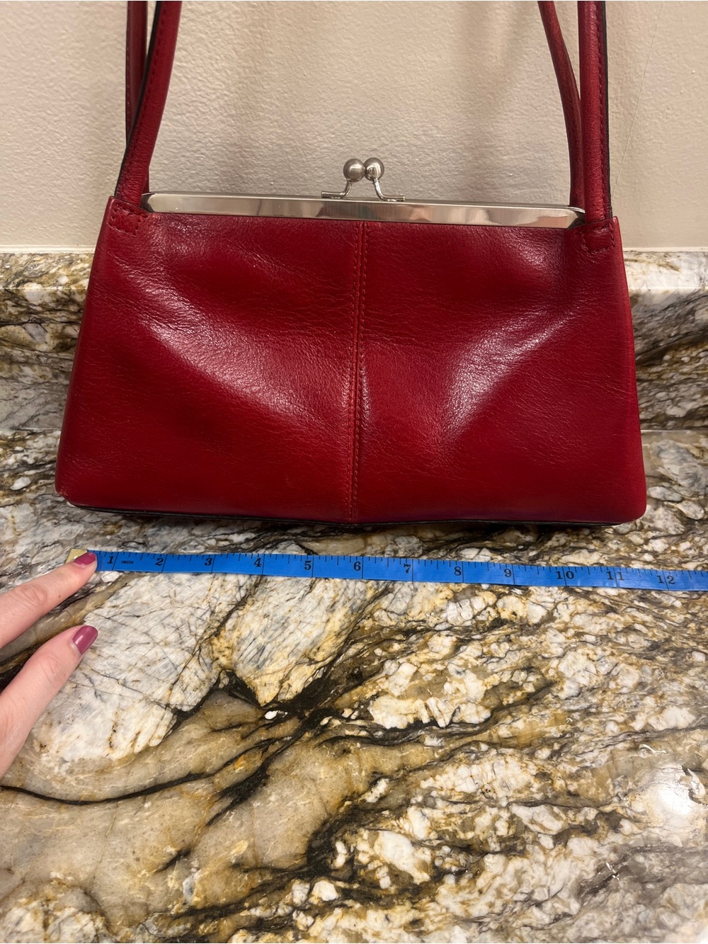 Vintage Pelle Studio Wilsons Leather Red Leather kiss-lock shoulder bag - Picture 4 of 12